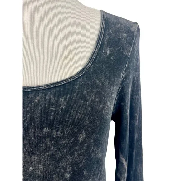 Black Acid Washed Embroidered Tiered Hem Tunic | Whimsigoth Boho Dark Academia M - Picture 3 of 11